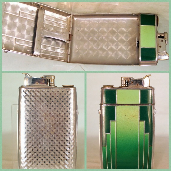 Vintage Accessories - Vintage Green Evans Enameled Cigarette Case Stash